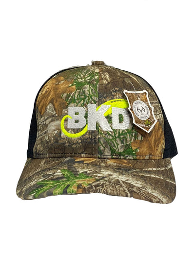 BKD Camo w/ Yellow Logo Black Mesh Trucker Hat